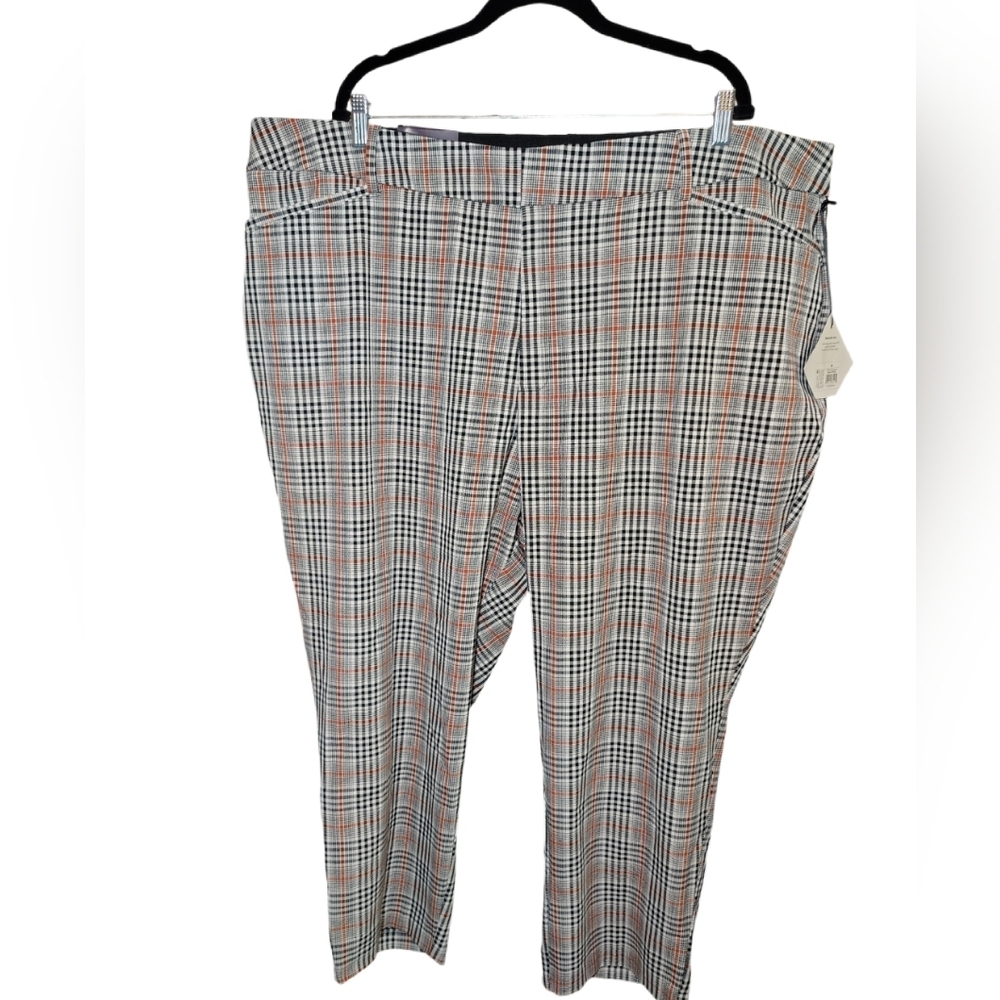Ava & Viv High Rise Plaid Ankle Pants 26W NWT Plus Size Stretch Work Trousers - Picture 2 of 12